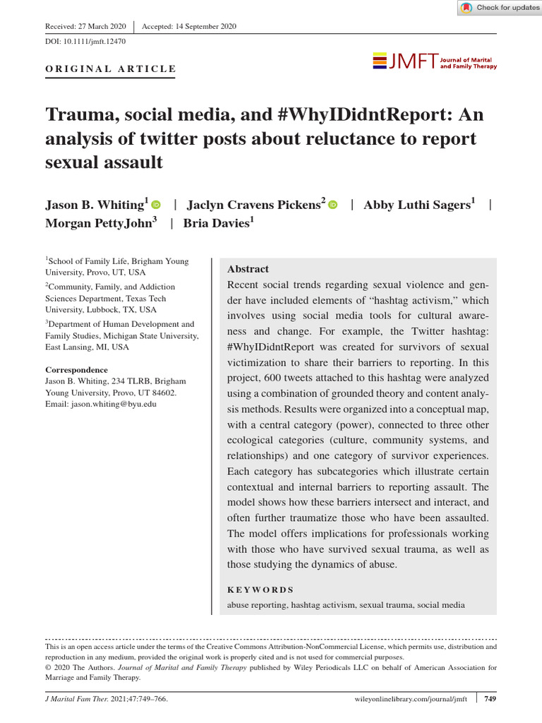 Analyzing #WhyIDidntReport Tweets | PDF | Rape | Psychological Trauma