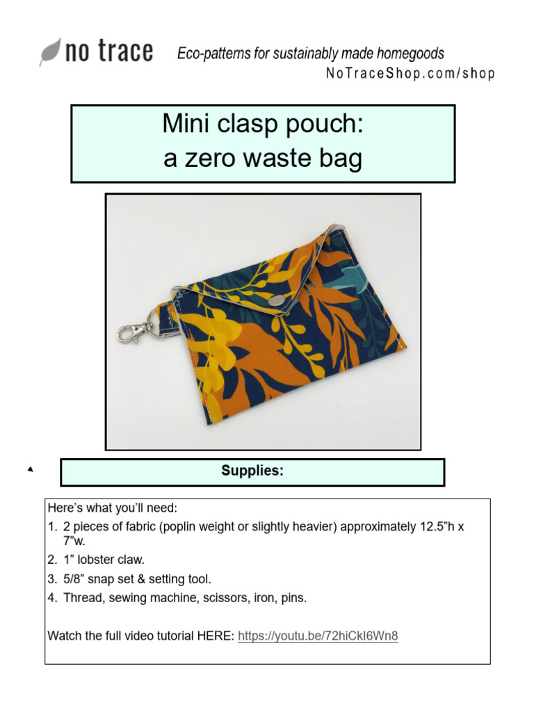 Free Snap Bag Tutorial PDF Guide | PDF | Seam (Sewing) | Sewing