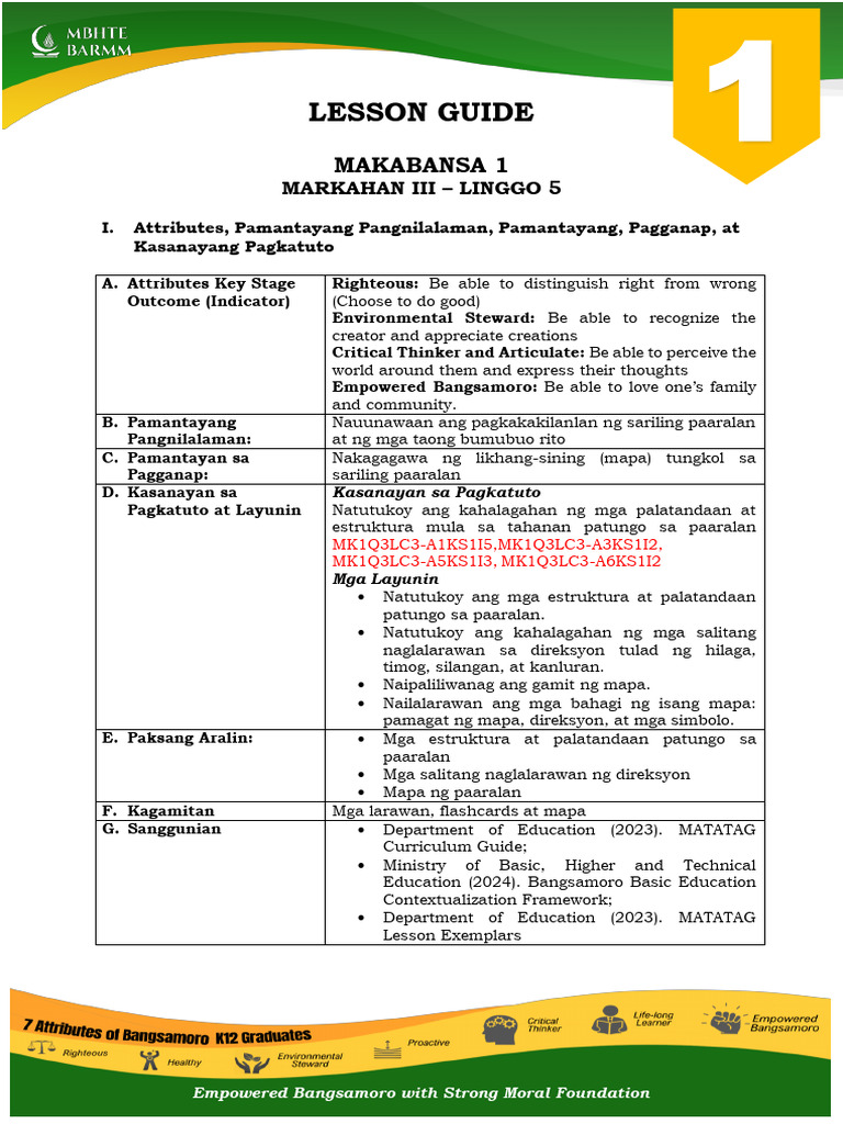 Lesson Guide: Makabansa 1 | PDF