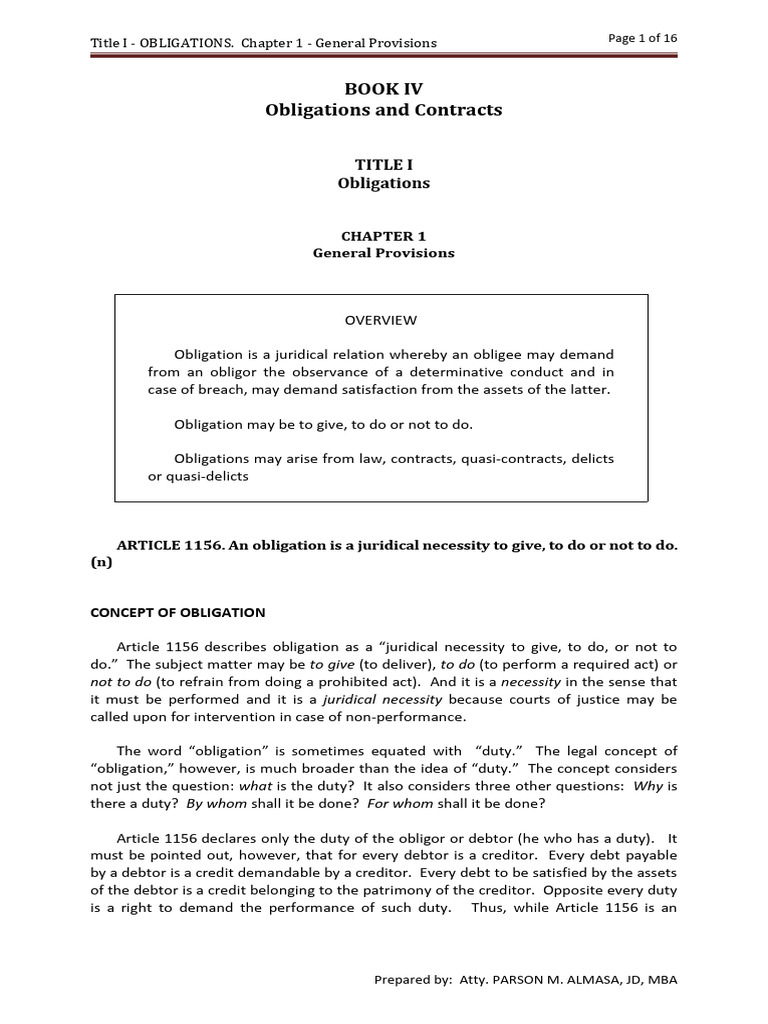 General Provisions of Obligations Law | PDF | Law Of Obligations ...