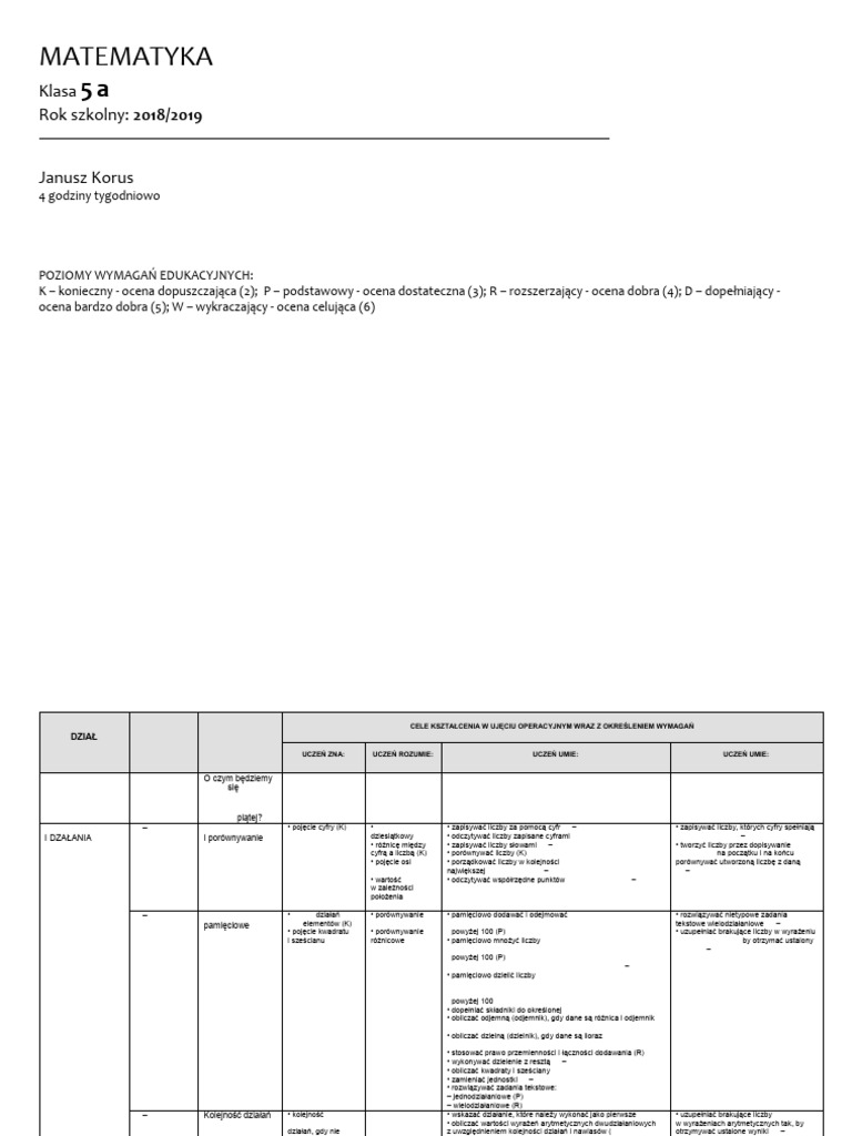 Matematyka - Klasa 5 | PDF