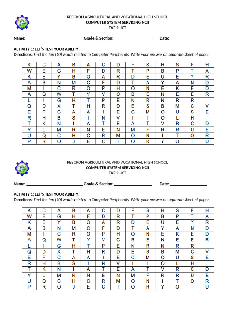Computer Peripherals Activity Guide | PDF