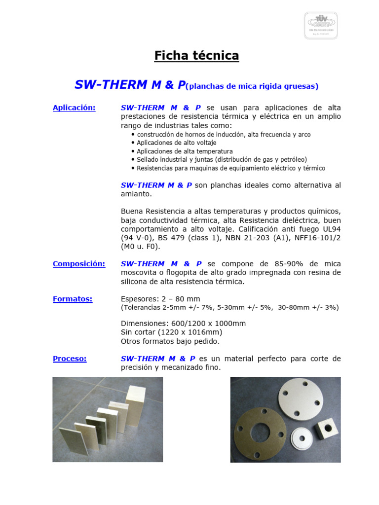 Planchas de Mica SW-THERM M & P | PDF | Electricidad | Sector ...