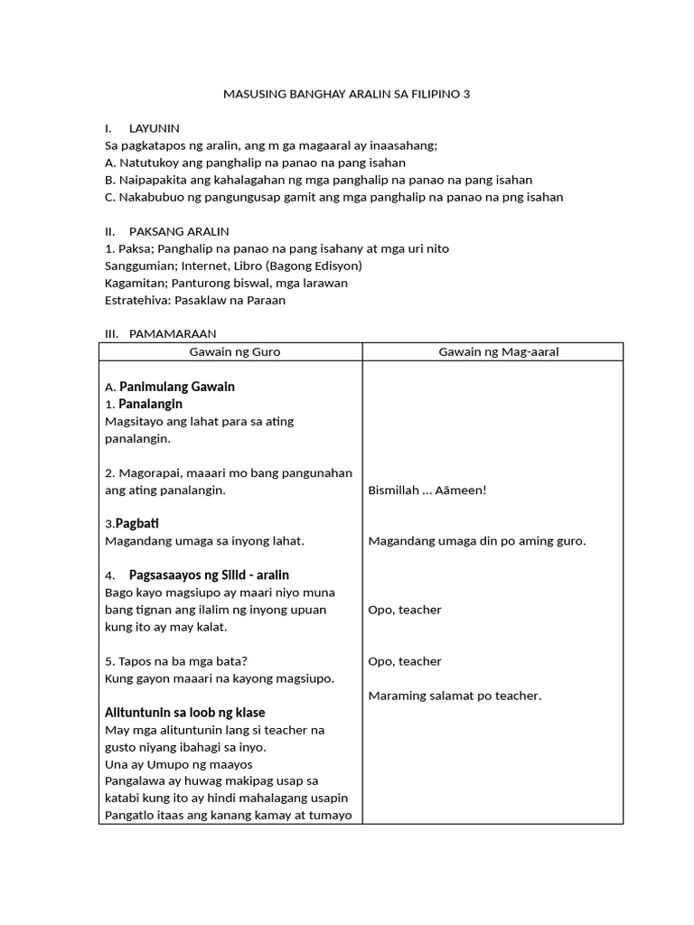 Lesson Plan in Filipino | PDF