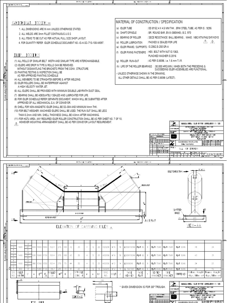 Idler Specifications and Manufacturing Guidelines | PDF | Bearing ...