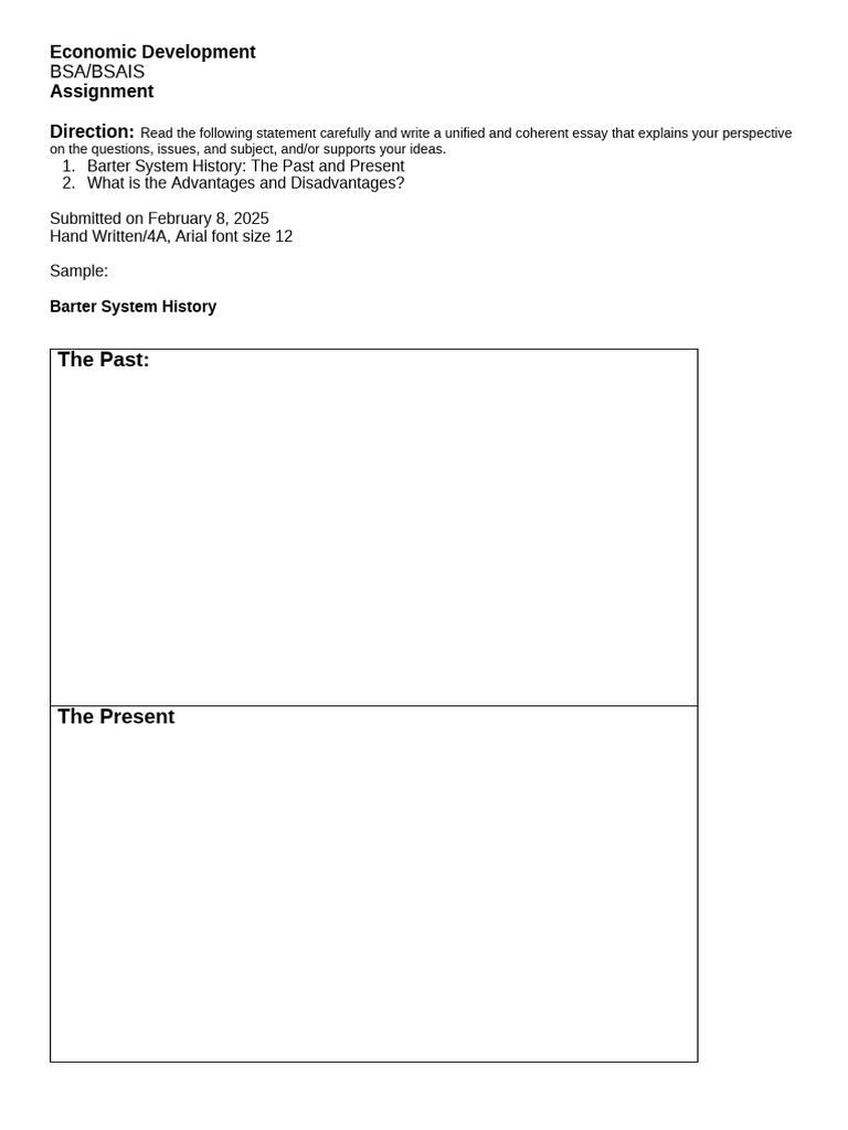 Barter System: History and Analysis | PDF