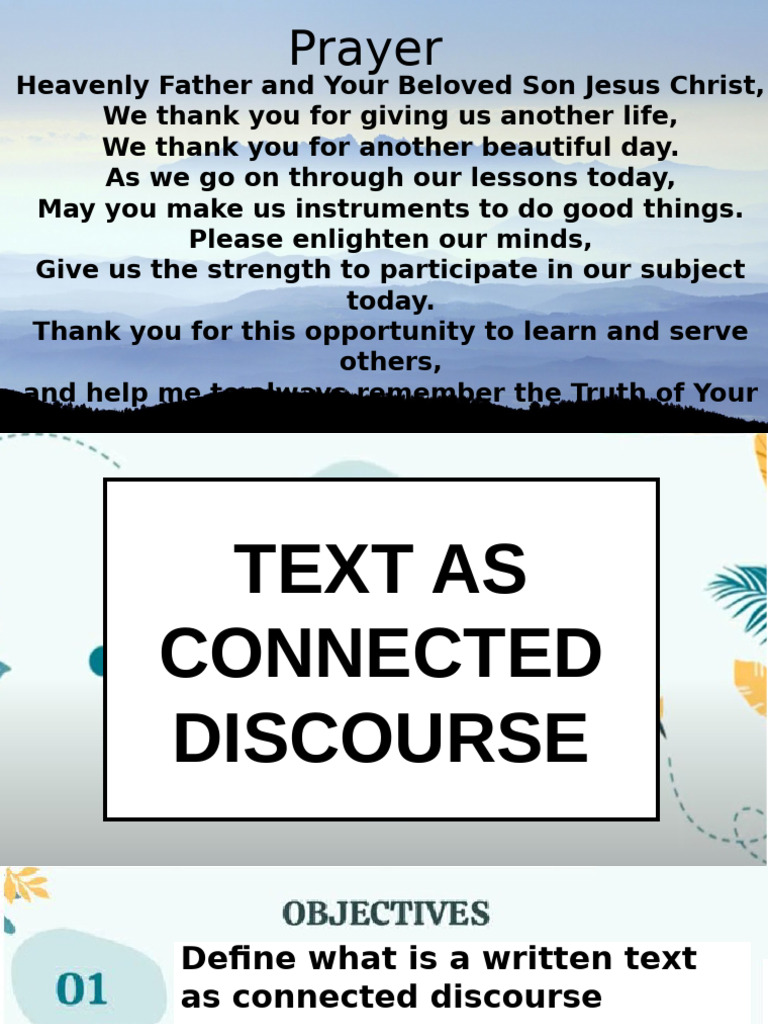 Text As Connected Discourser-Reading-Organization of Thoughts | PDF