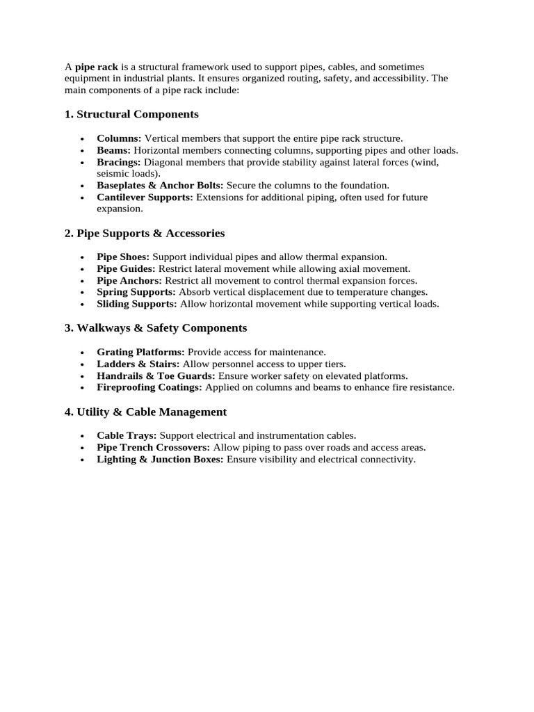 Pipe Rack Structure and Components | PDF