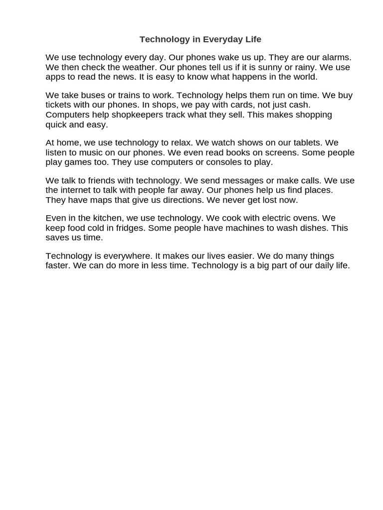 Technology S Role In Daily Life Pdf