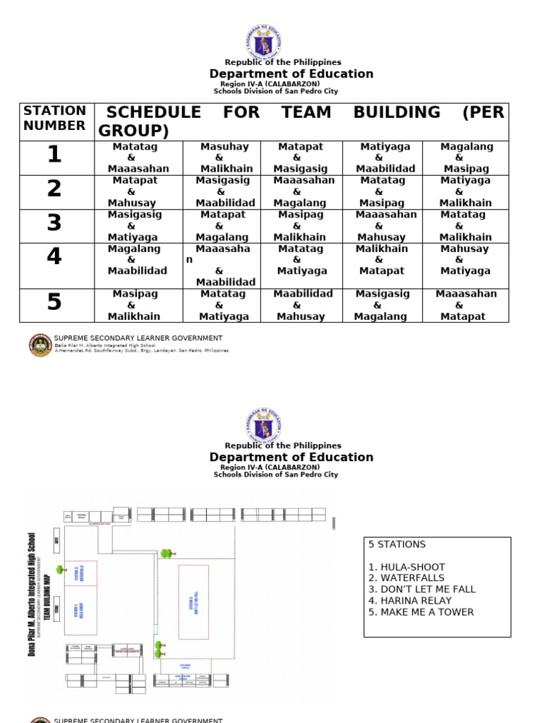 Team Building Schedule for Schools | PDF