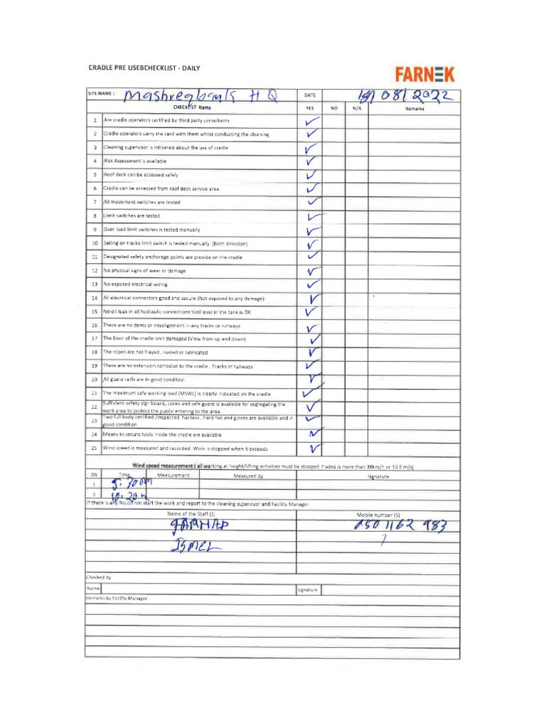 BMU Check List | PDF