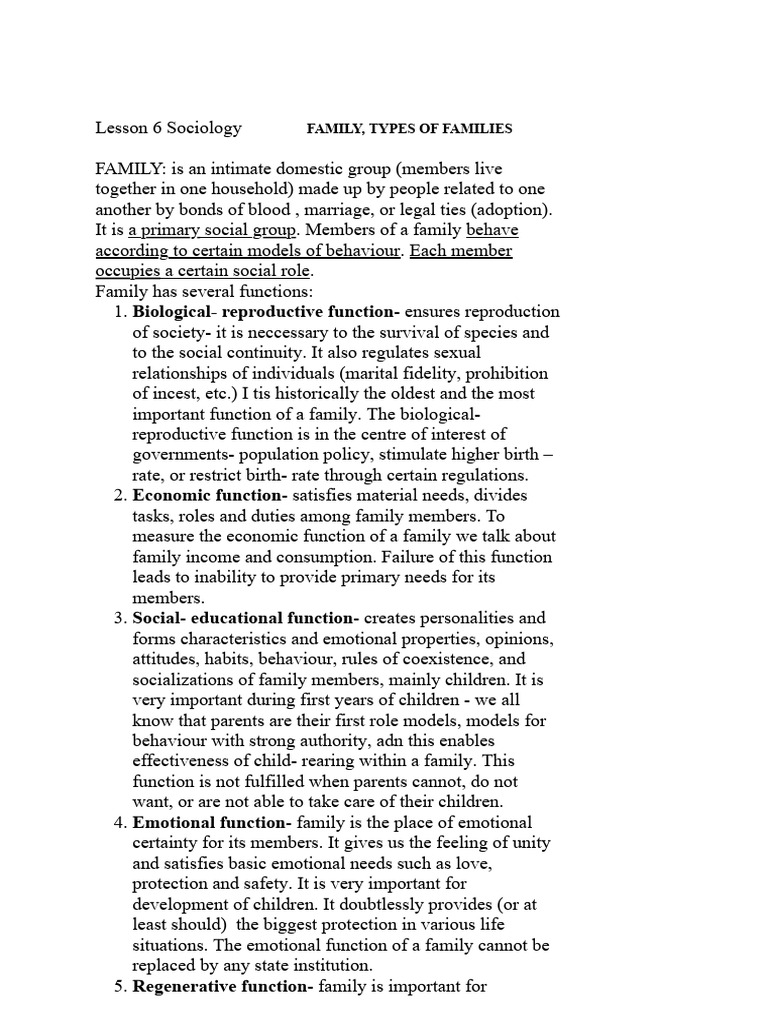 Types and Functions of Families in Sociology | PDF | Family | Marriage