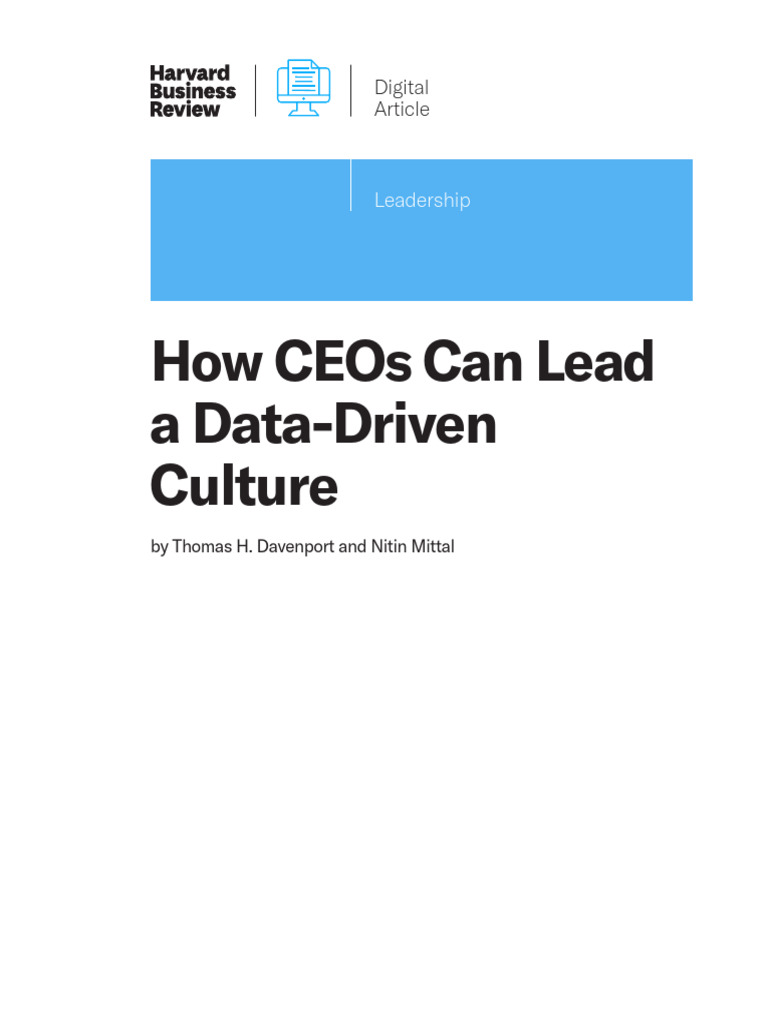 How CEOs Can Lead A Data-Driven Culture | PDF | Analytics | Data