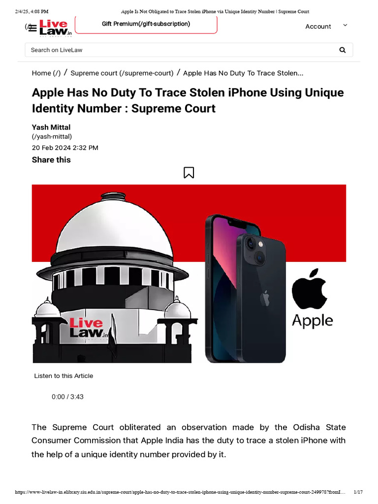 Supreme Court: Apple Not Liable for iPhone Trace | PDF | Supreme Court ...