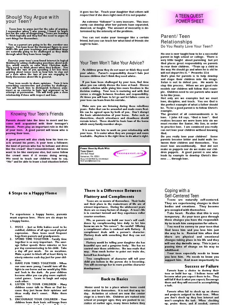 Parent and Teen Relationships | PDF | Adolescence | Jesus