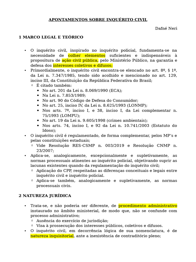 Entendendo o Inquérito Civil no Brasil | PDF | Constituição | Justiça