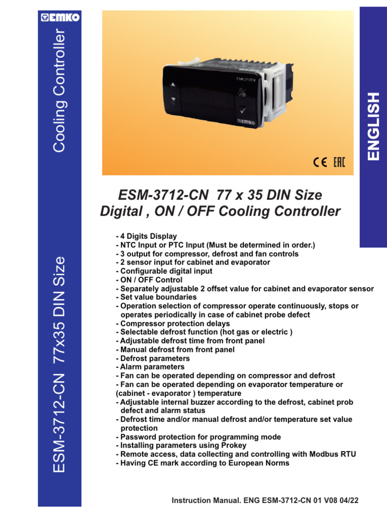 Digital ON-OFF Cooling Controller ESM-3712-CN-Multi-Languages | PDF ...