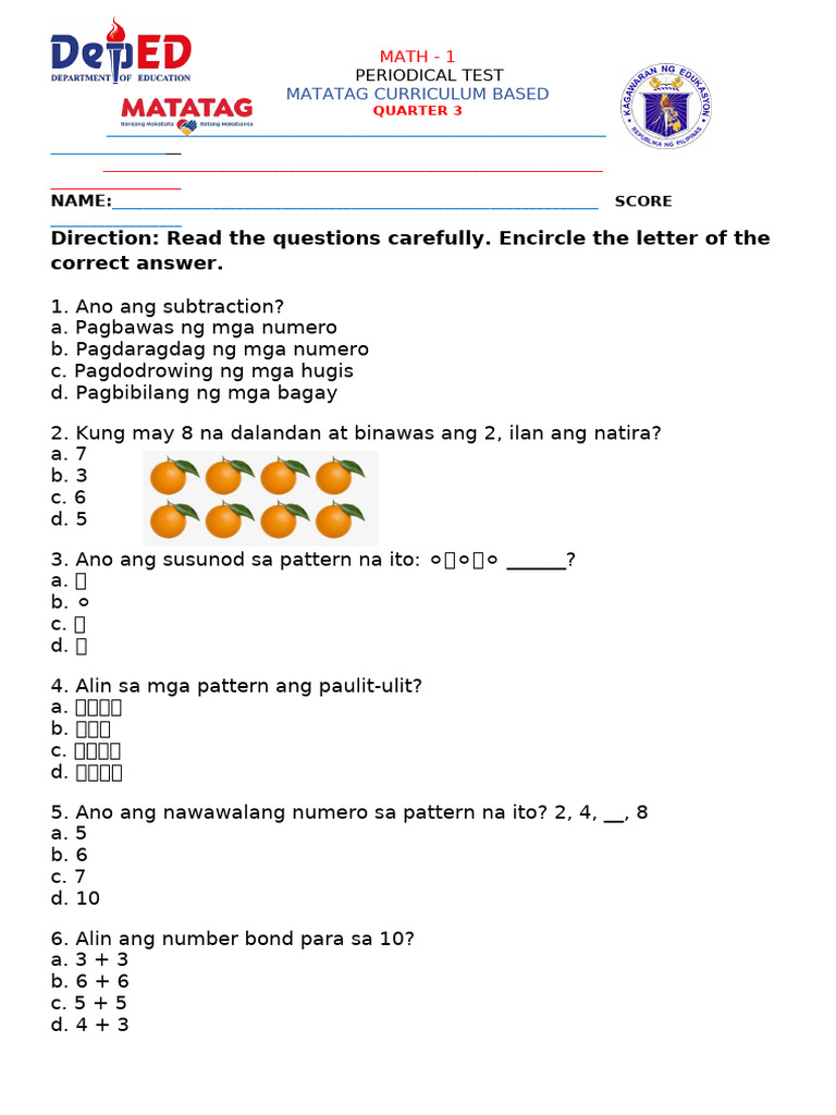 MATH Tagalog | PDF