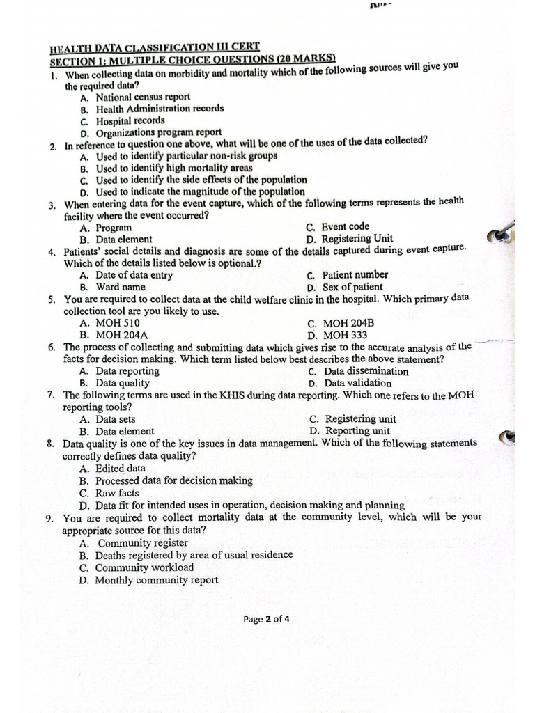 Cert Data Classification 3 Past Paper | PDF