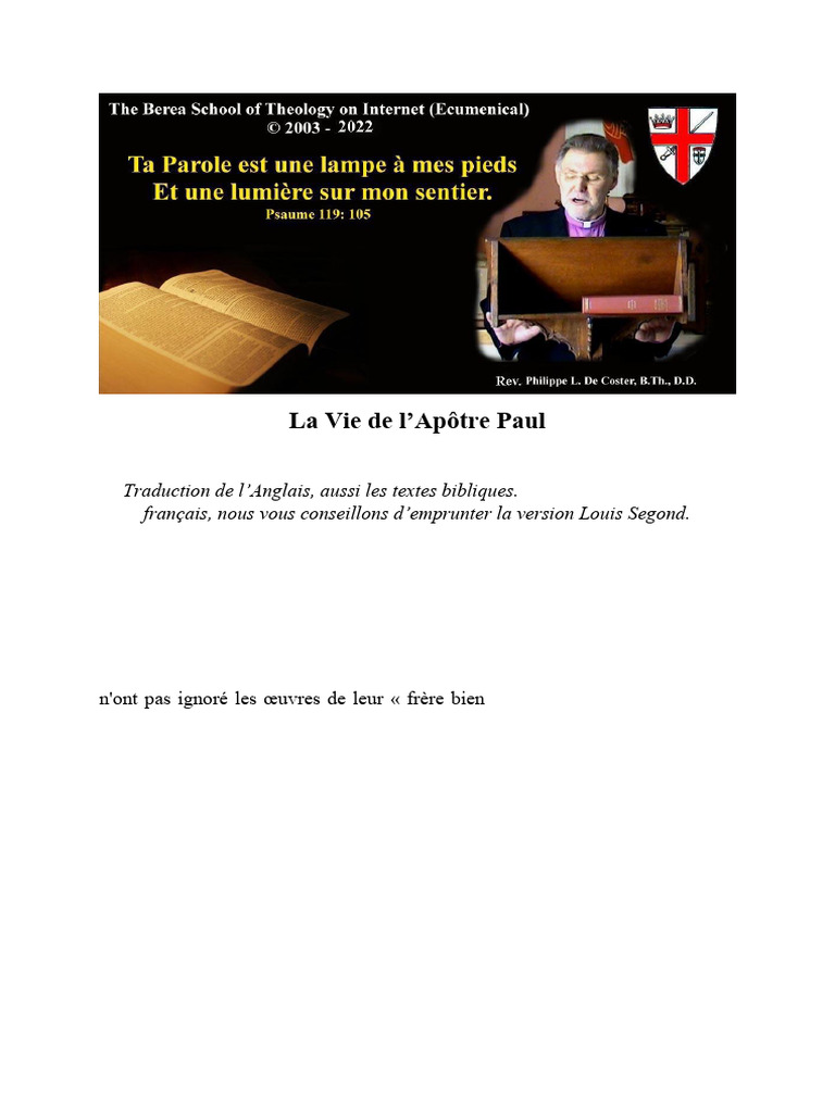 La Vie de l'Apôtre Paul : Évolution et Impact | PDF | Paul l'apôtre ...