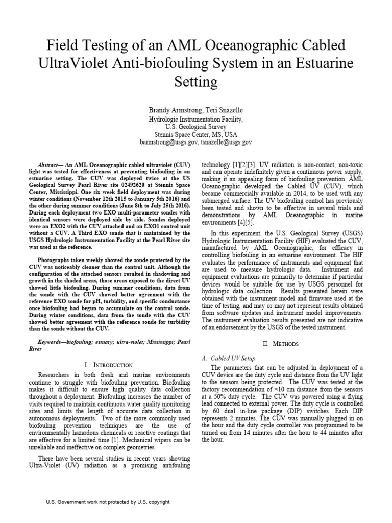 USGS Field Testing Cabled UV | PDF | United States Geological Survey ...