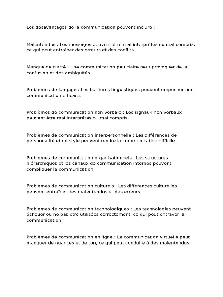 Désavantages de la communication efficace | PDF