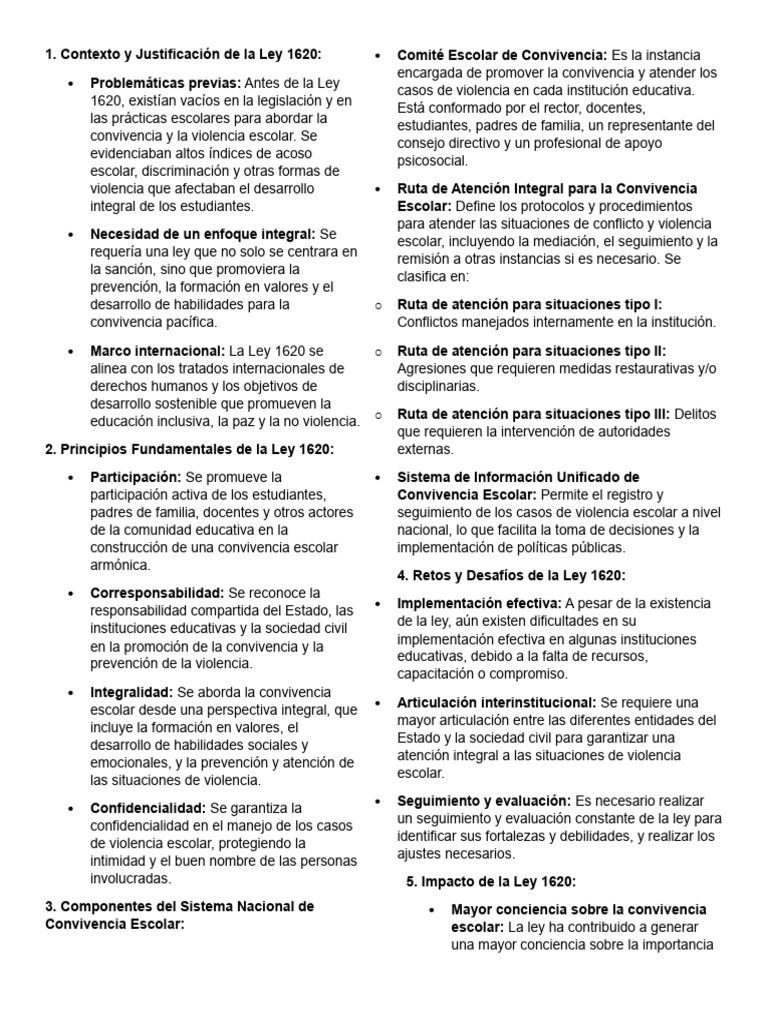 Ley 1620: Convivencia Escolar en Colombia | PDF | Violencia