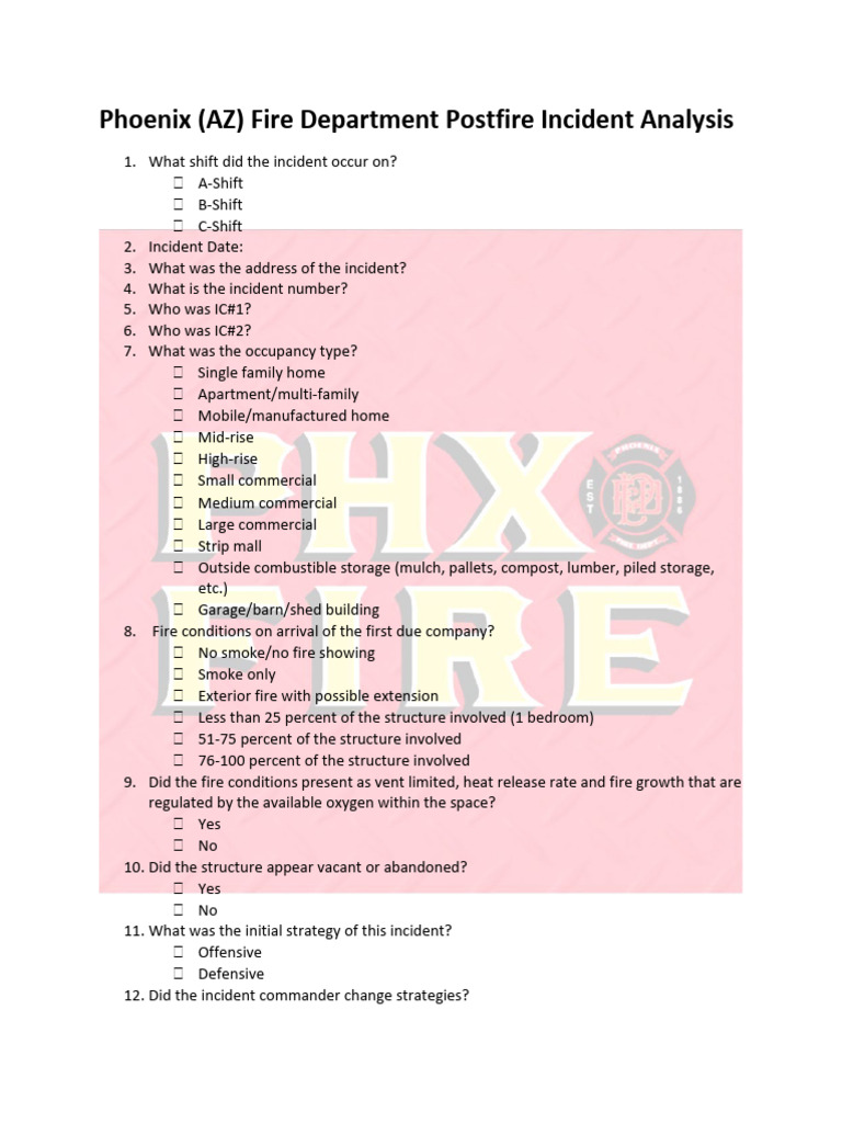 Phoenix Fire Incident Analysis Report | PDF | Firefighter