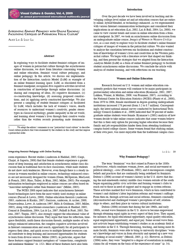 Feminist Pedagogy in Online Education | PDF | Feminism | Gender Studies