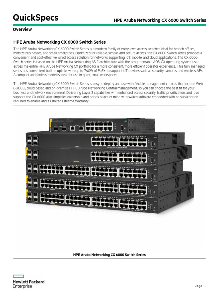 HPE Aruba Networking CX 6000 Switch Series-A50002592enw | PDF | I Pv6 ...