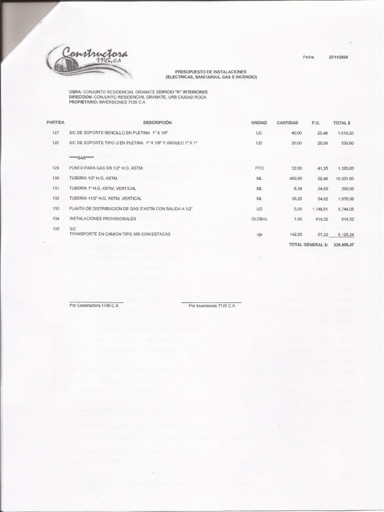 Constructora 1145 C.A. 5-1 | PDF