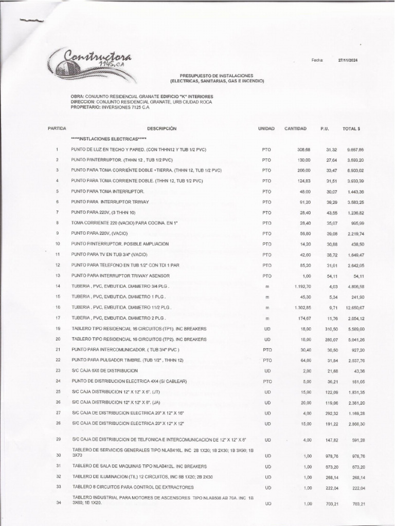 Constructora 1145 C.A. 1-2 | PDF
