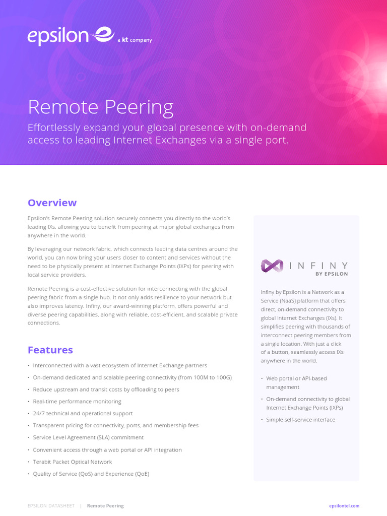 Epsilon Remote Peering Solutions Overview | PDF | Computer Network ...