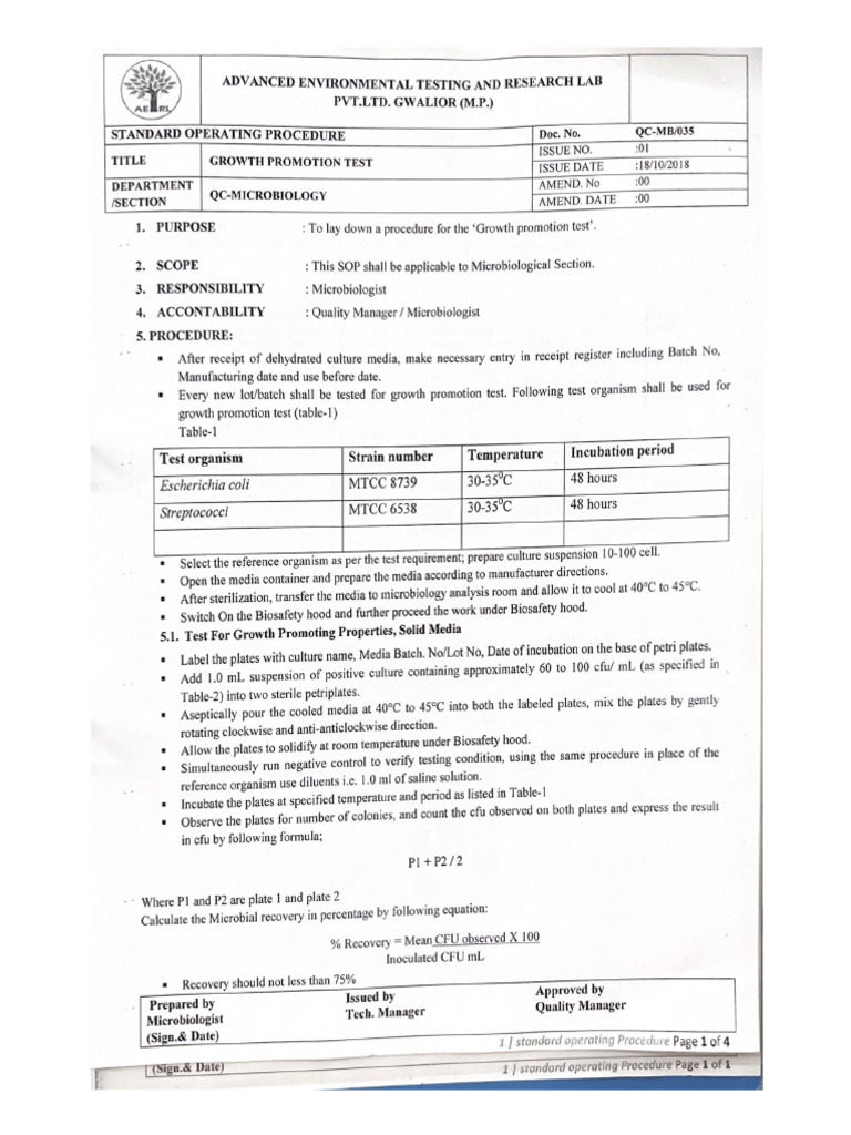 Advanced Environmental Testing and Research Lab 20 | PDF