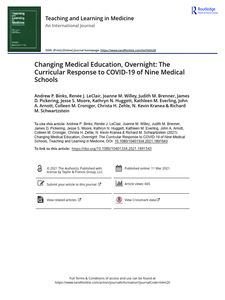 Changing Medical Education Overnight The Curricular Response To COVID ...