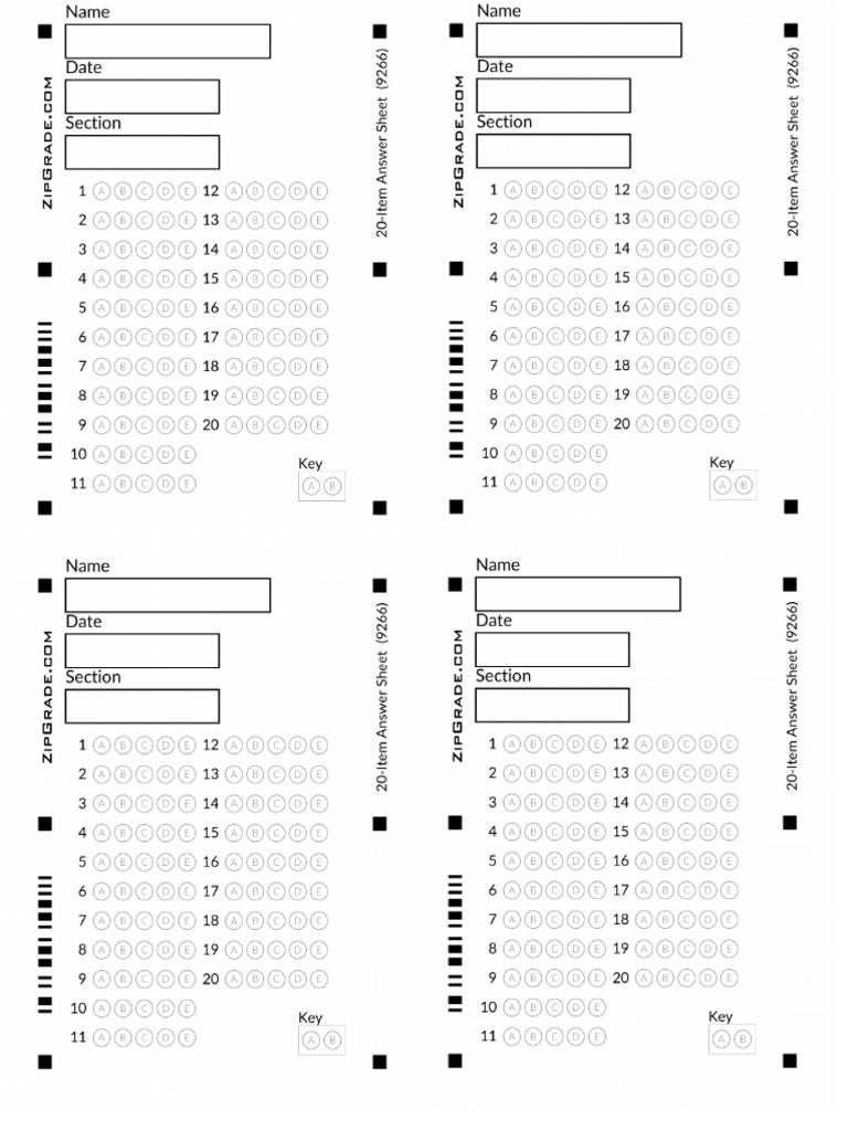20 Item Answer Sheet | PDF