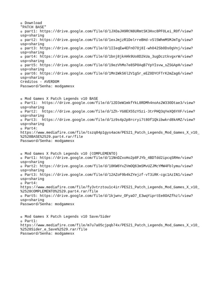 Mod Games X Patch Legends v10 Download | PDF
