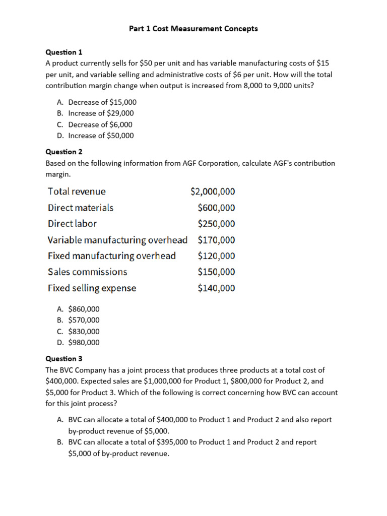 Contribution Margin Analysis in Costing | PDF | Cost Of Goods Sold ...