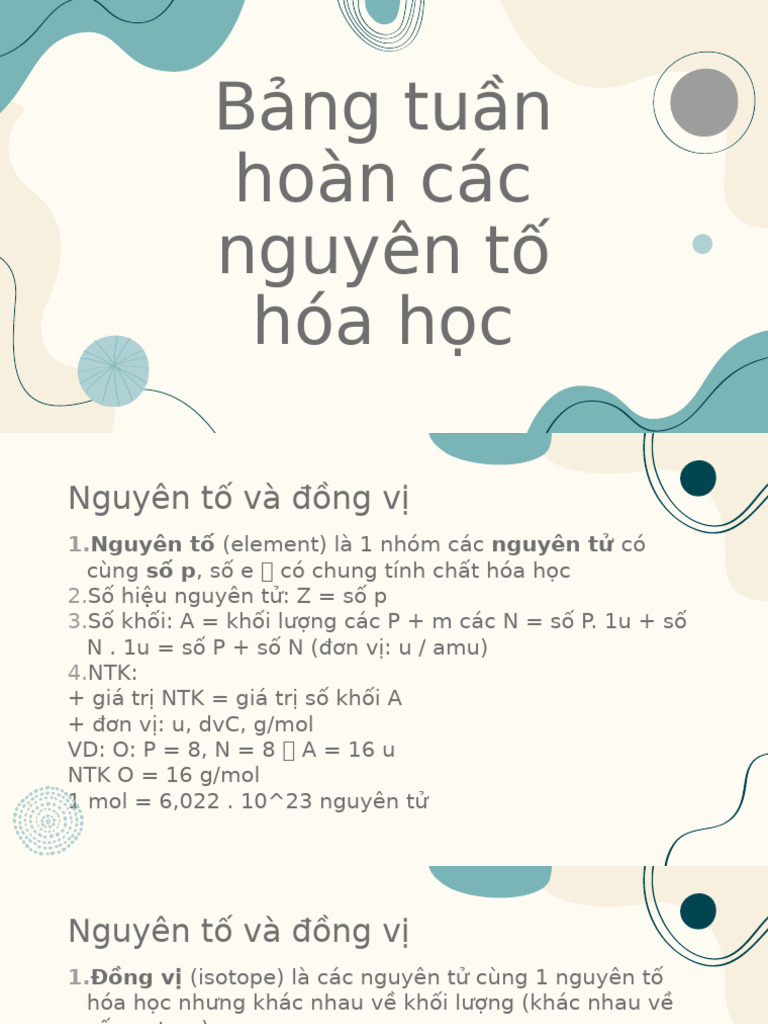 Bảng tuần hoàn các nguyên tố hóa học | PDF
