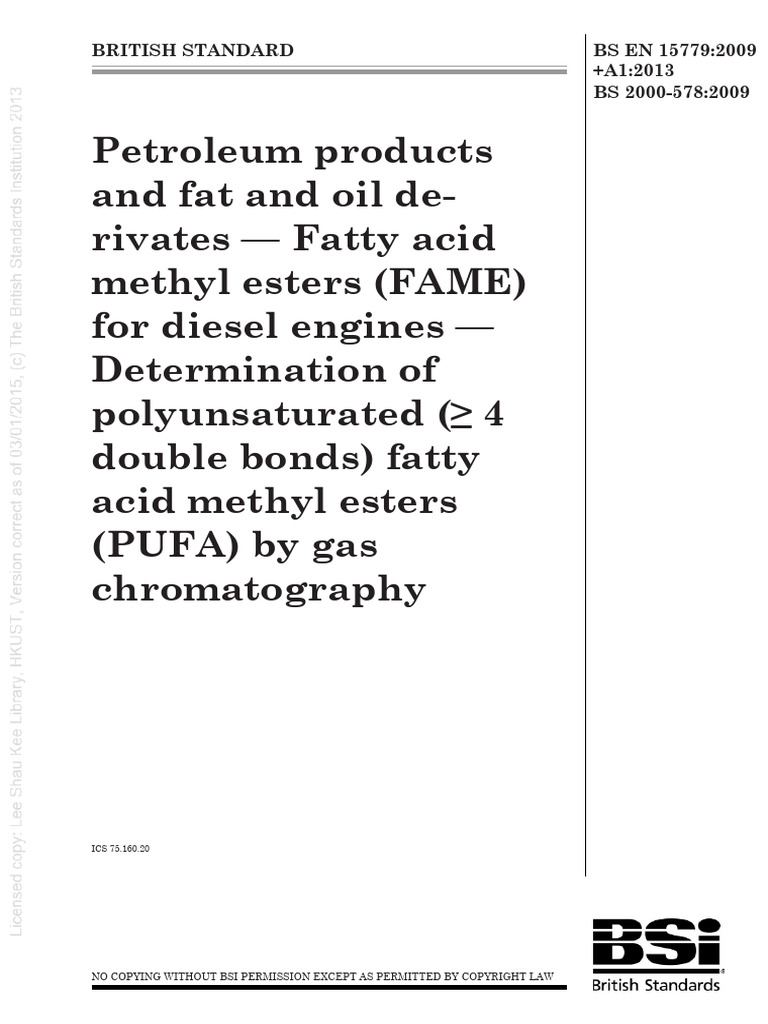 British Standard: BS EN 15779:2009 | PDF | Gas Chromatography