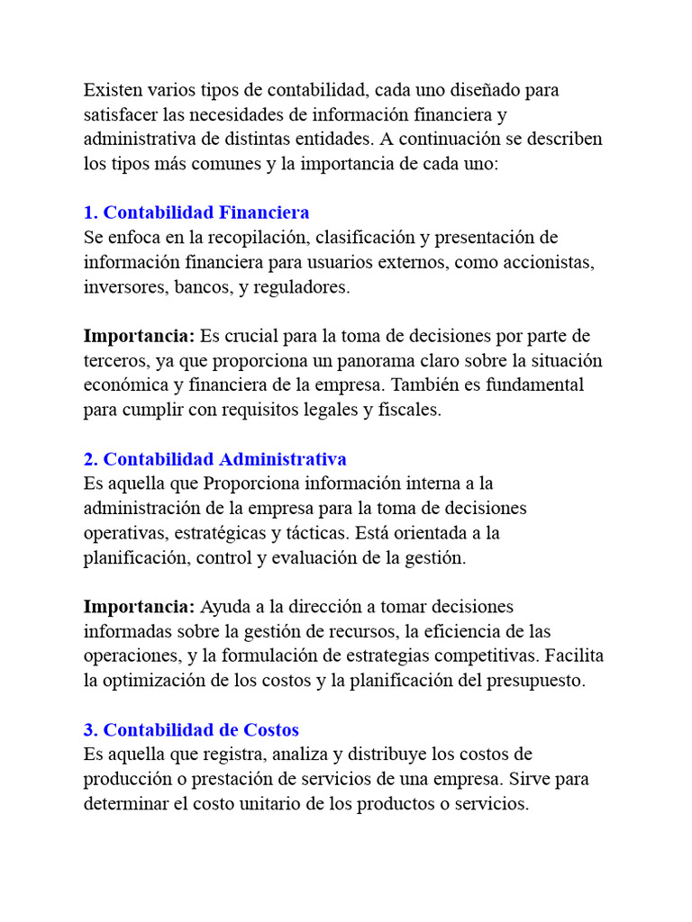 Tipos de Contabilidad y su Importancia | PDF | Contabilidad | Business
