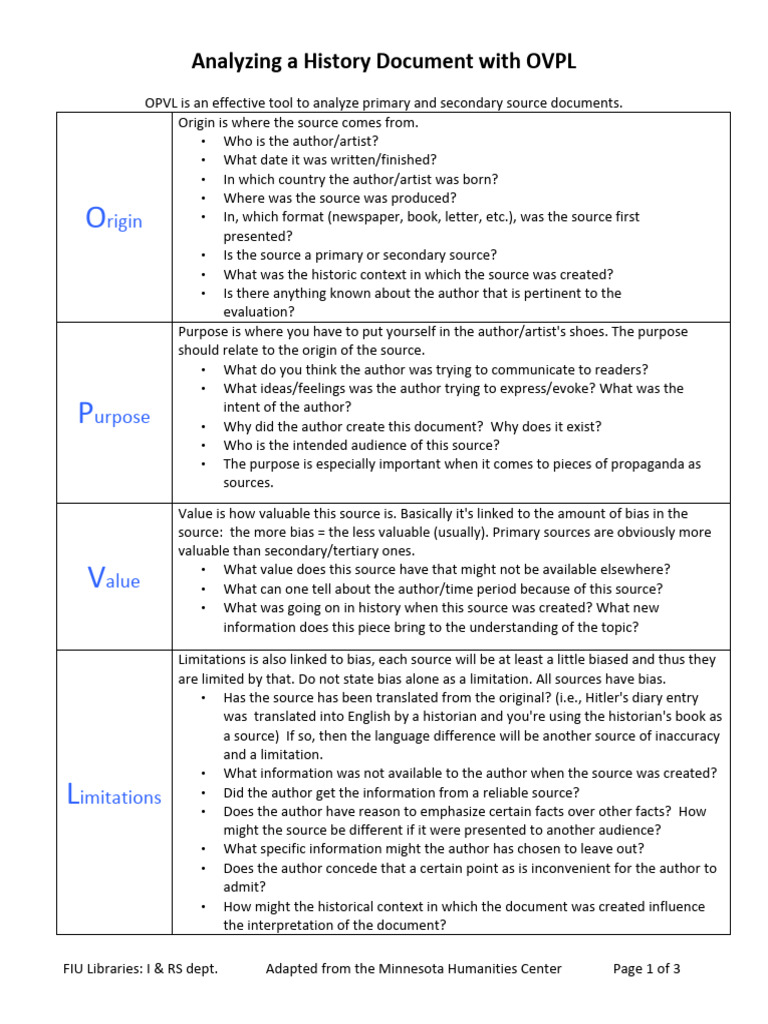 History Document Analysis Guide | PDF | Bias | Human Communication