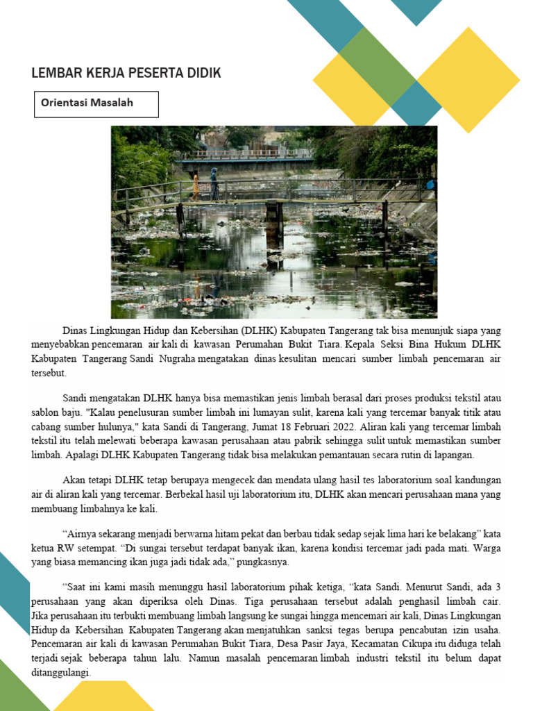 Pencemaran Air di Tangerang: Dampak dan Solusi | PDF