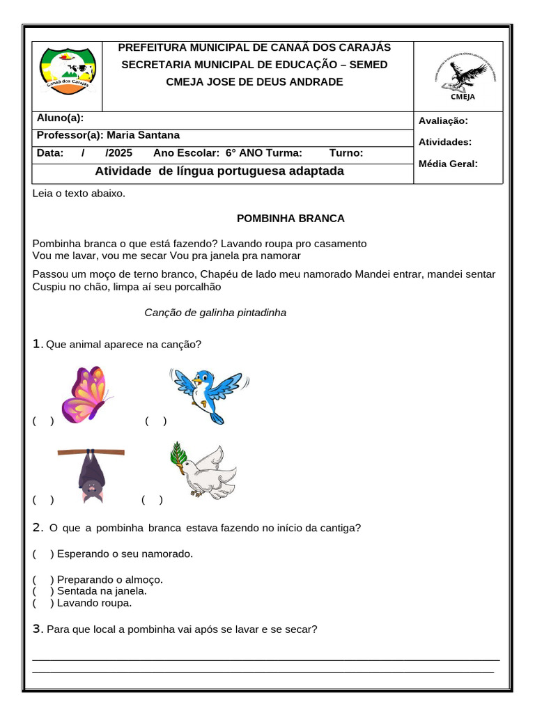 Atividade 6 Ano DDD | PDF