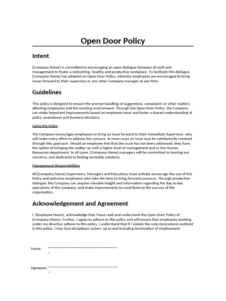 Open Door Policy for Employee Concerns | PDF