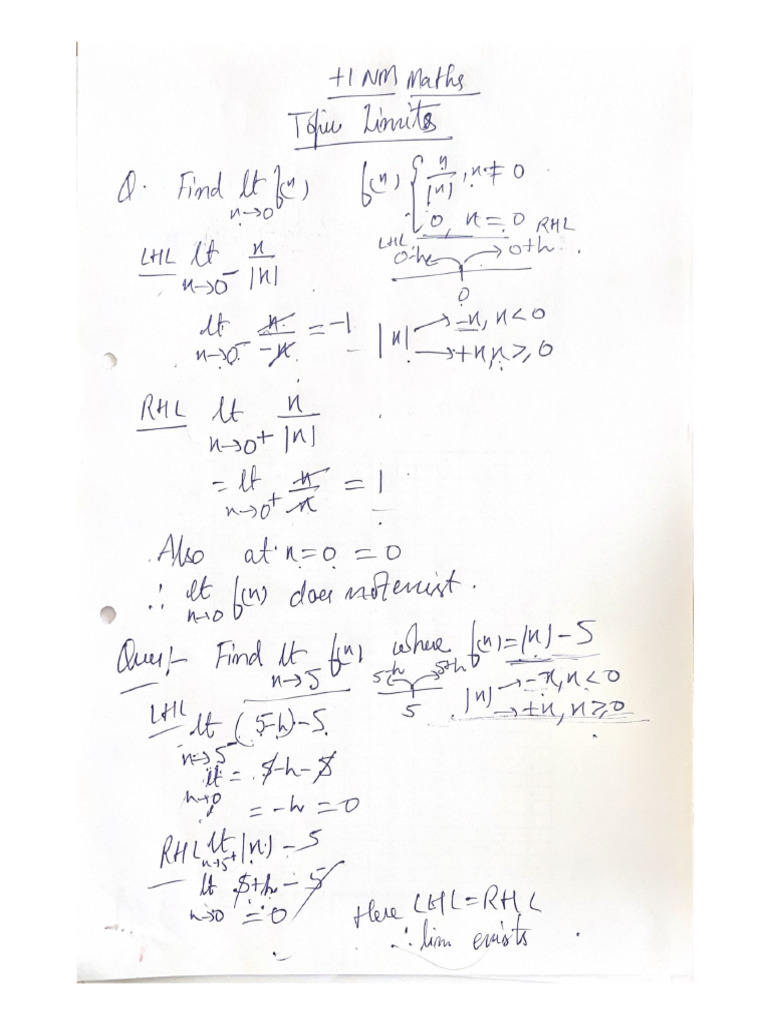 11NM Notes Topic - Limits | PDF