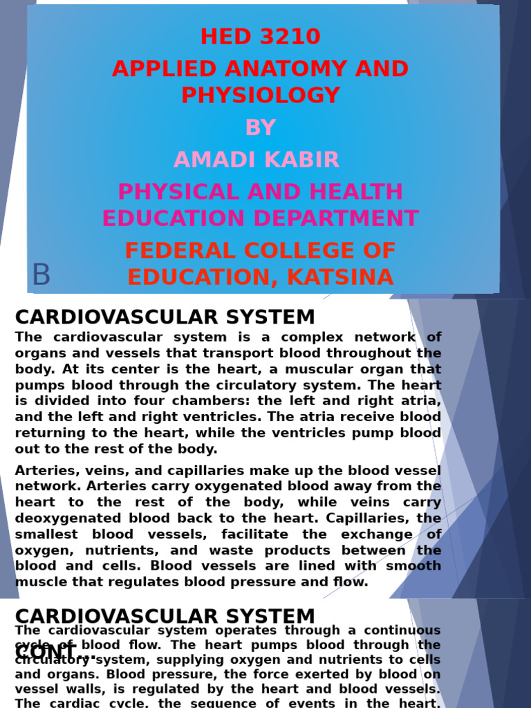 Hed 3210 Applied Anatomy and Physiology | PDF | Heart | Circulatory System