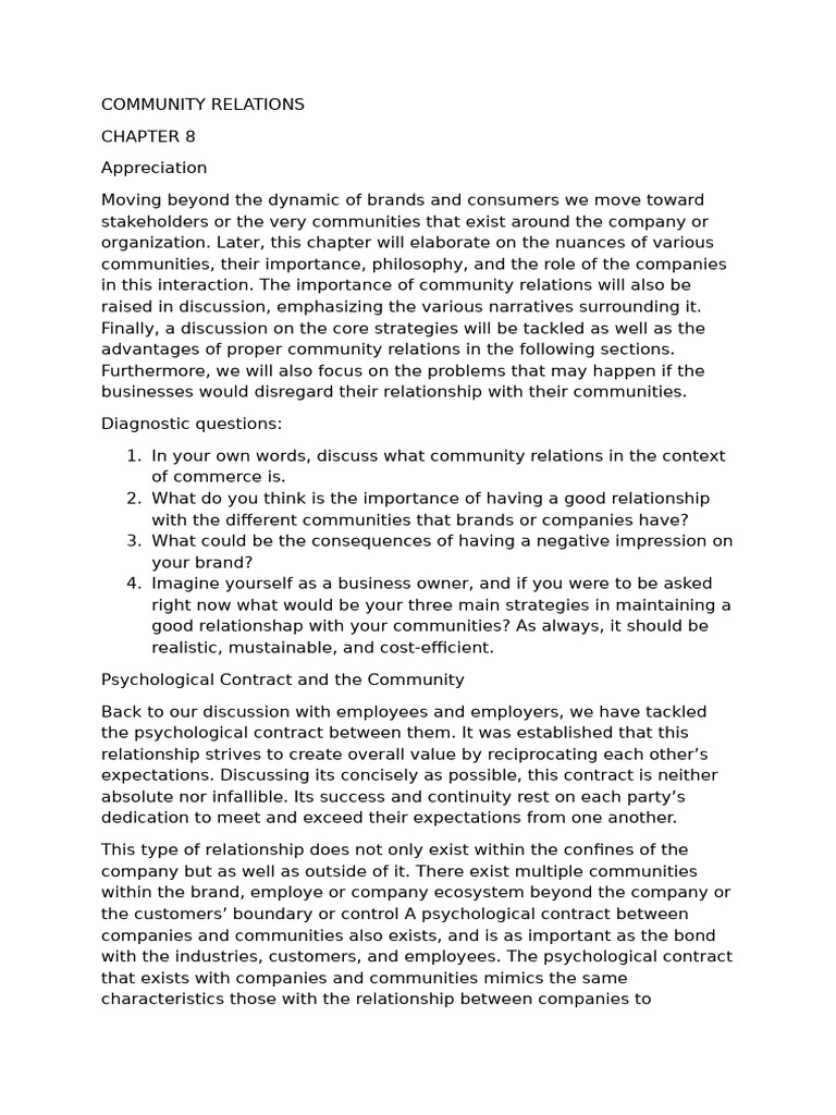 Importance of Community Relations in Business | PDF | Community | Brand