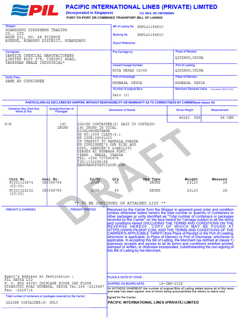 BL | PDF | Bill Of Lading | Cargo