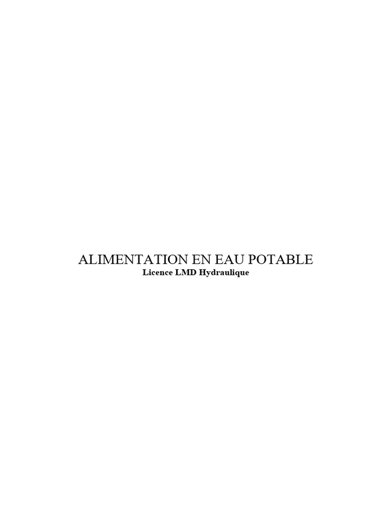Alimentation en Eau Potable: Guide Complet | PDF | Eau | Boire de l'eau
